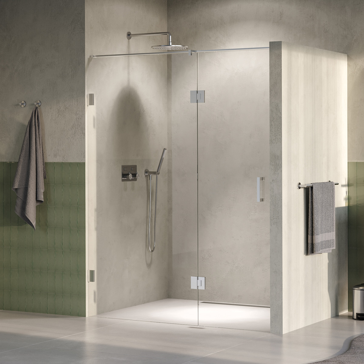 Brauer Void profielloze nisdeur 160cm met draaideur 70cm aan glas RVS geborsteld PVD