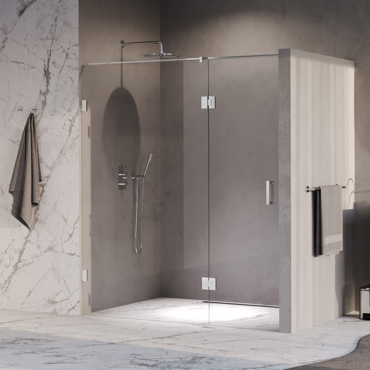 Brauer Void profielloze nisdeur 180cm met draaideur 70cm aan glas chroom