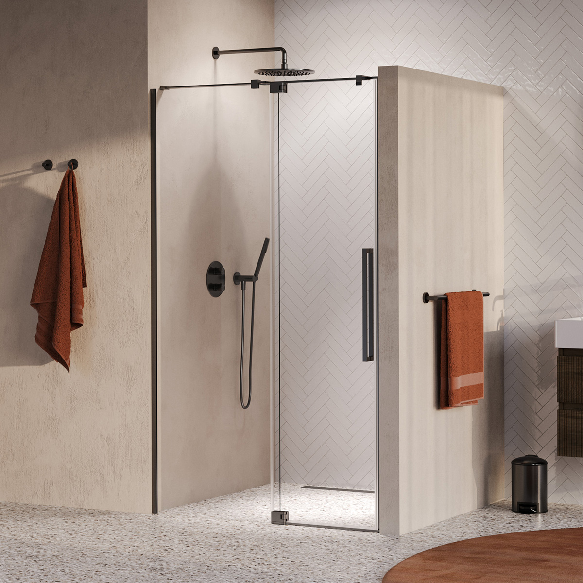 Brauer Stellar nisdeur met vaste wand 108.5-120cm gunmetal geborsteld PVD