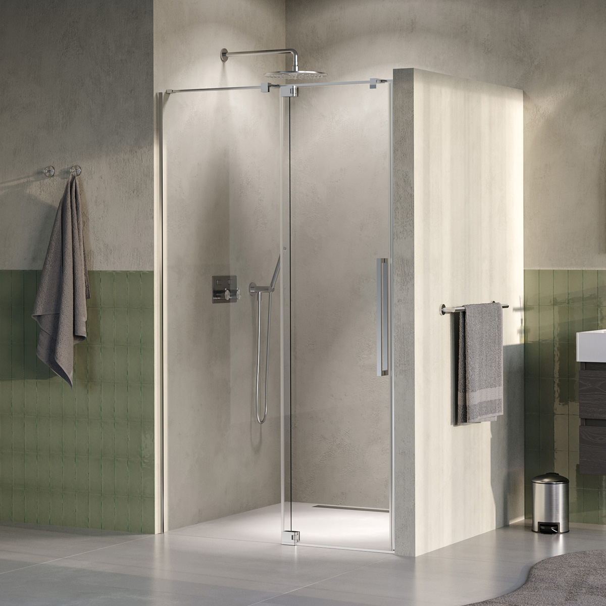 Brauer Stellar nisdeur met vaste wand 108.5-120cm RVS geborsteld PVD