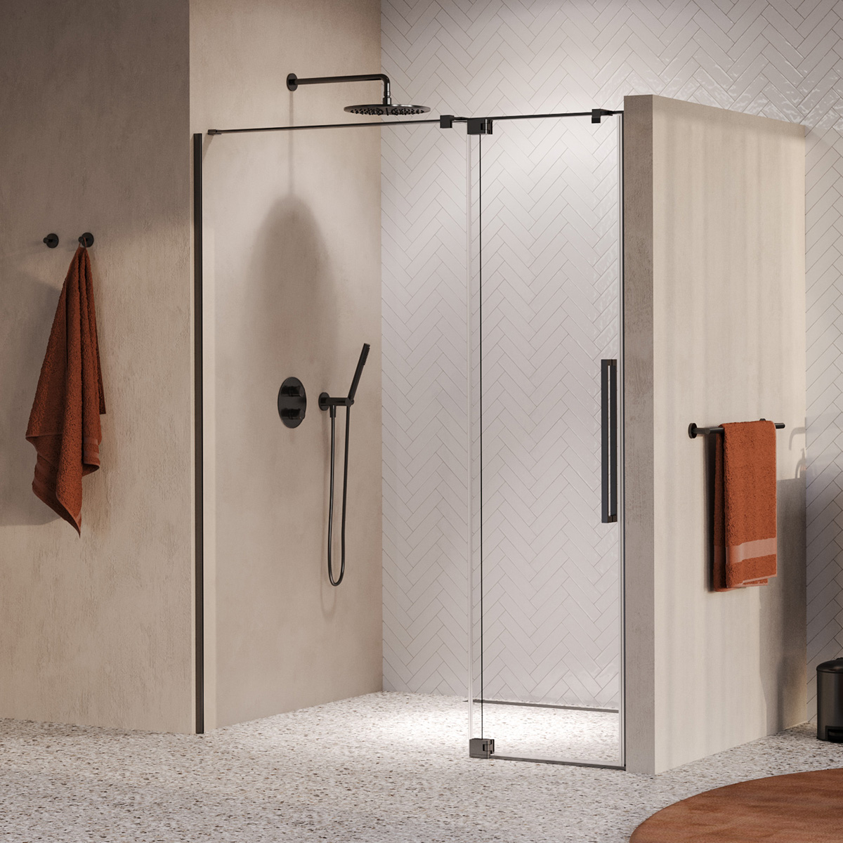 Brauer Stellar nisdeur met vaste wand 128.5-140cm gunmetal geborsteld PVD