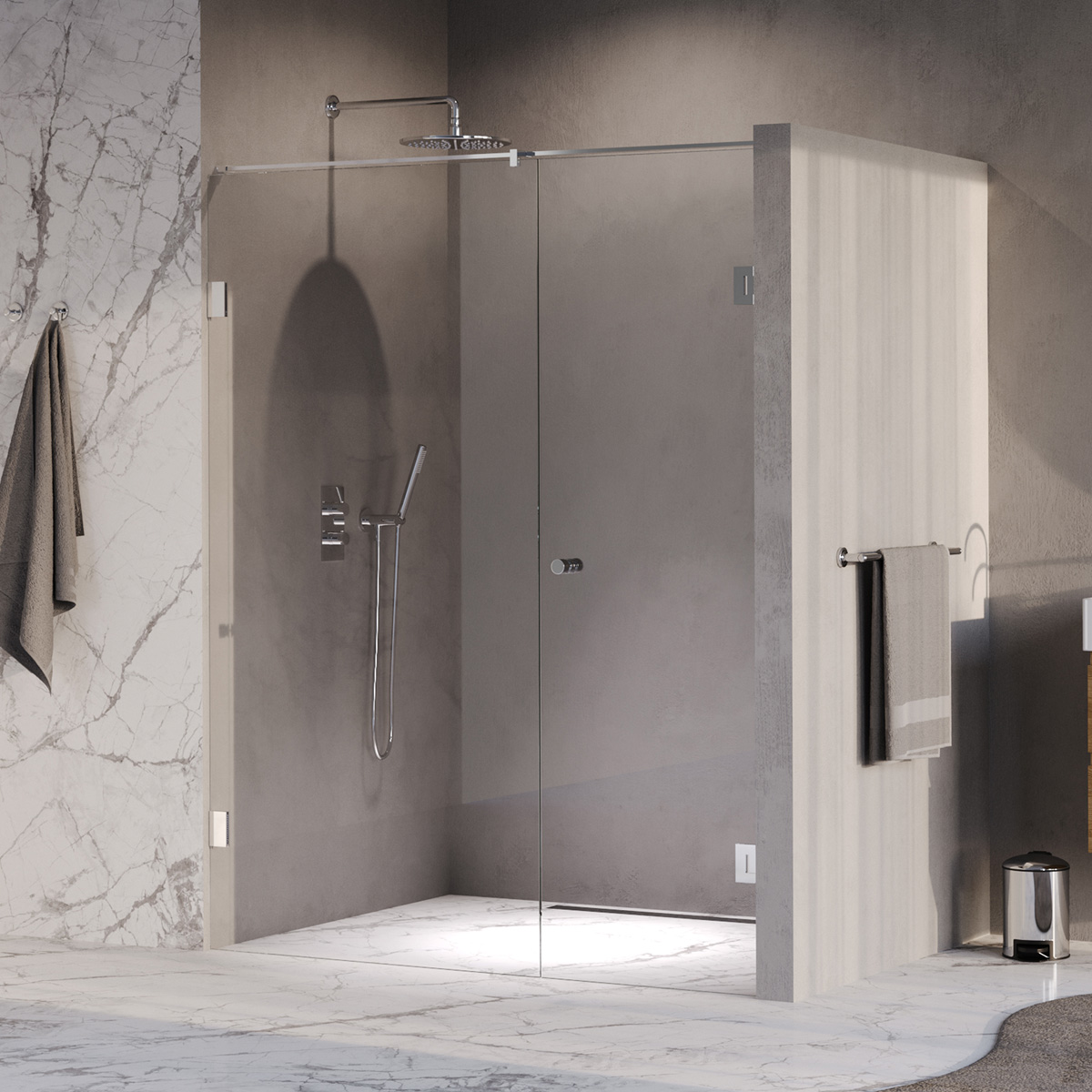 Brauer Void Carving profielloze nisdeur 160cm met draaideur 70cm aan muur chroom