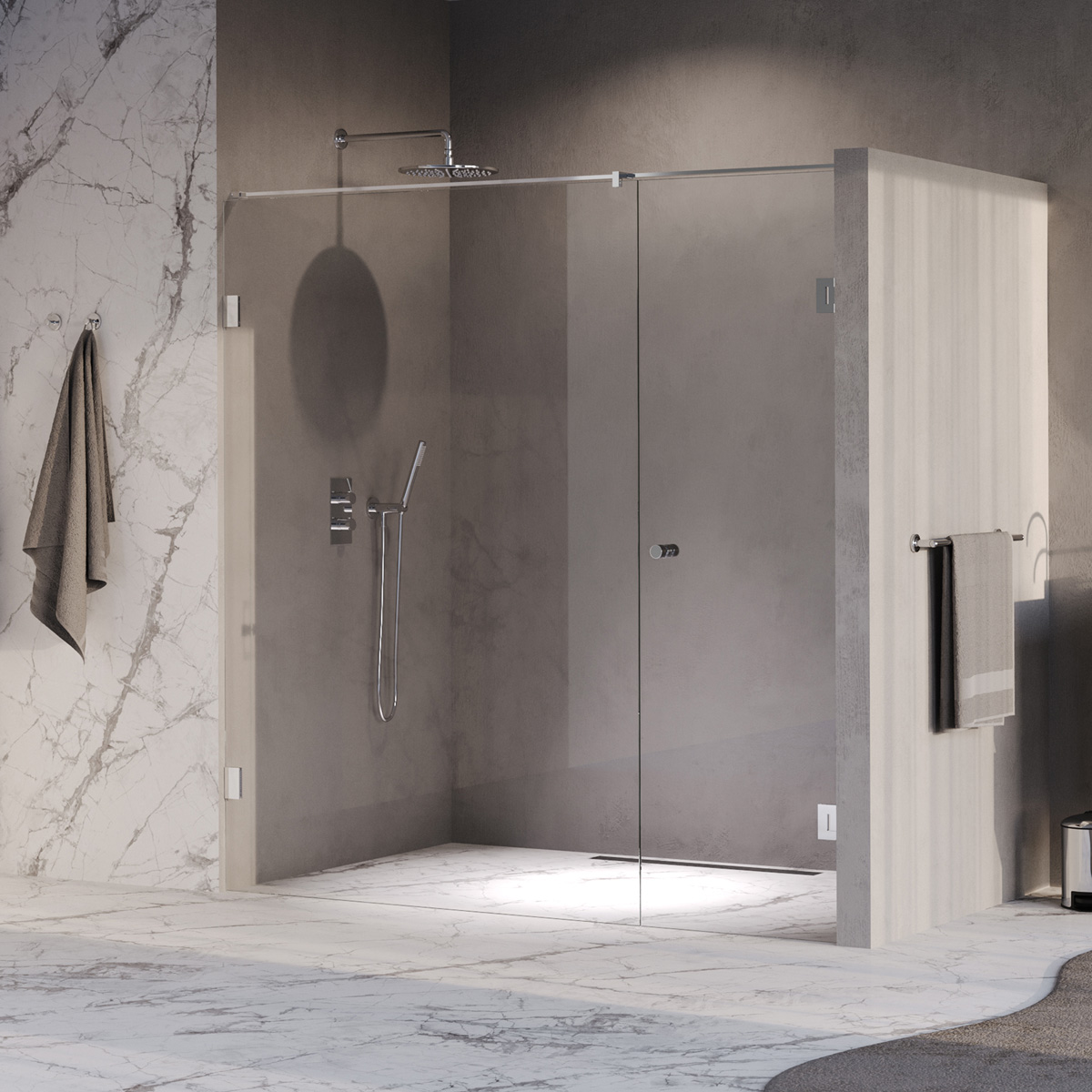 Brauer Void Carving profielloze nisdeur 200cm met draaideur 70cm aan muur chroom