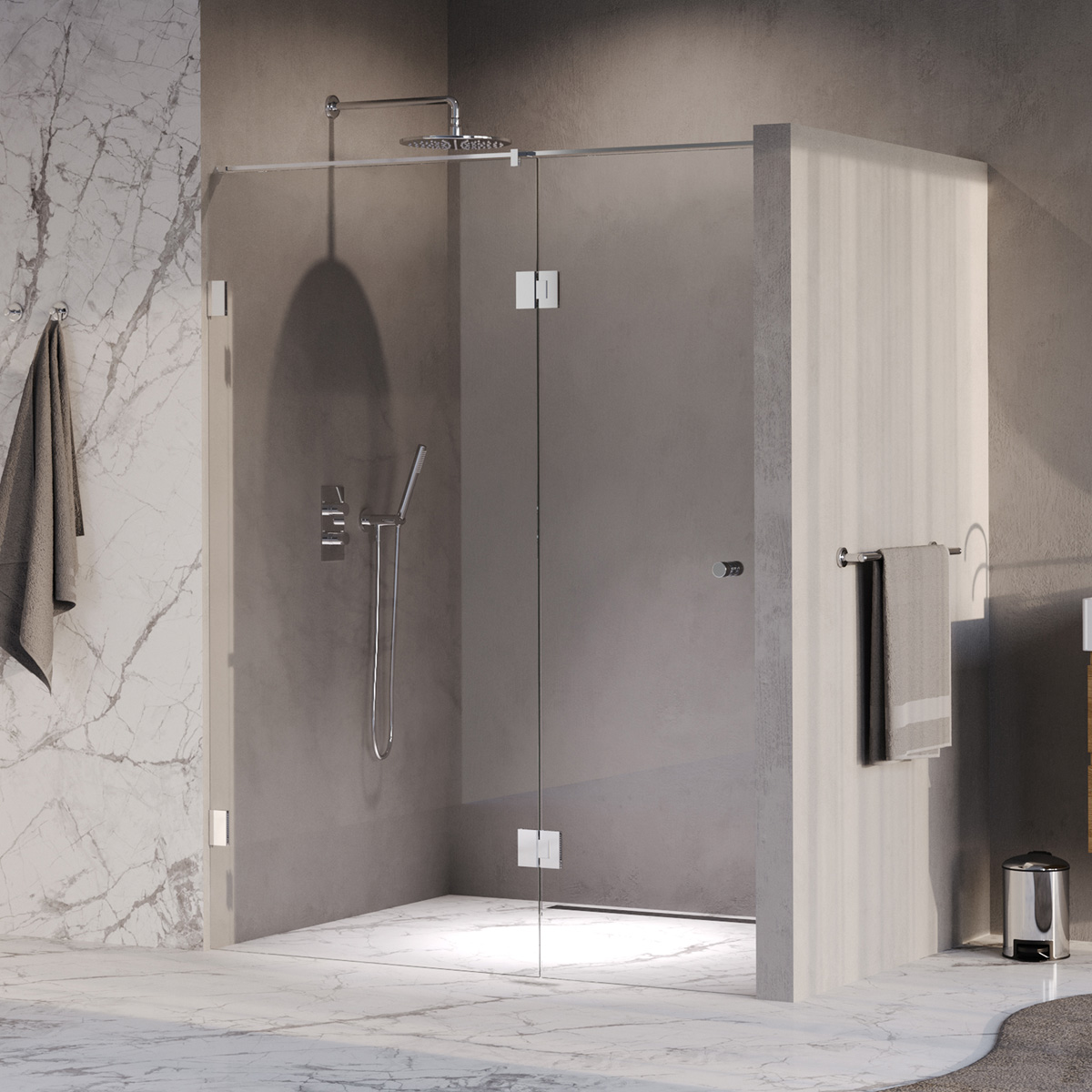 Brauer Void Carving profielloze nisdeur 160cm met draaideur 70cm aan glas chroom