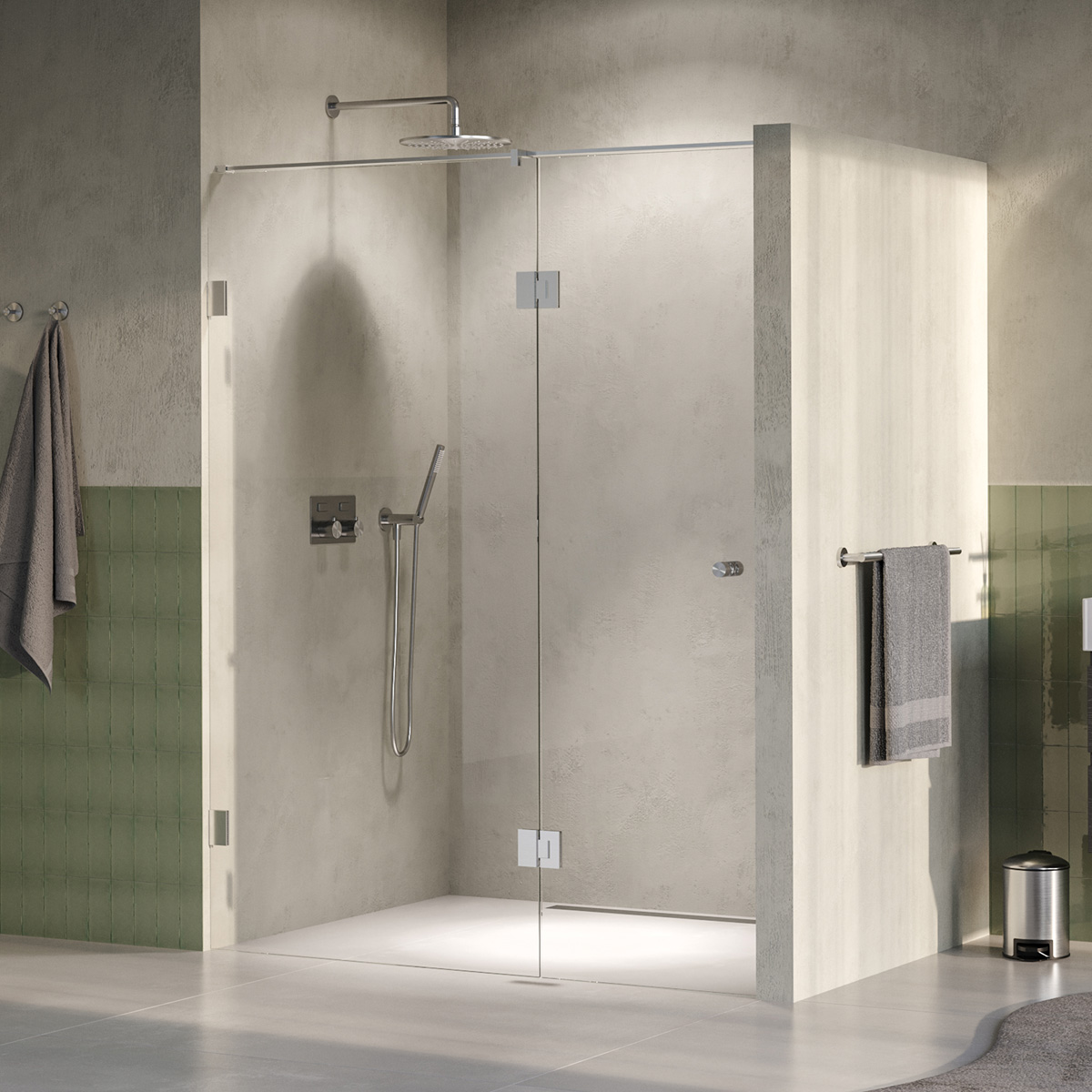 Brauer Void Carving profielloze nisdeur 160cm met draaideur 70cm aan glas RVS geborsteld PVD