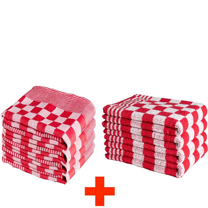 SlaapTextiel Everyday Textiel Keuken- & Theedoek - Rood - Set van 12