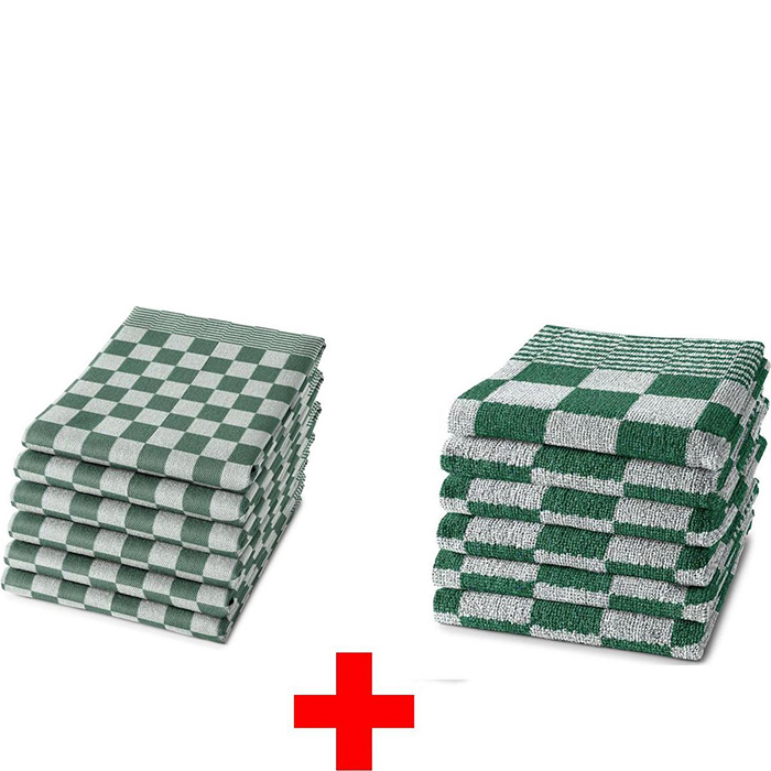 SlaapTextiel Everyday Textiel Keuken- & Theedoek - Groen- Set van 12