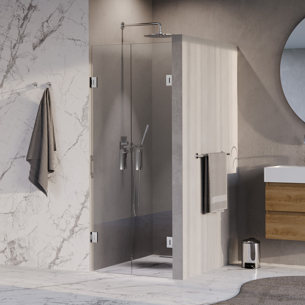 Brauer Void profielloze pendeldeuren 60cm chroom