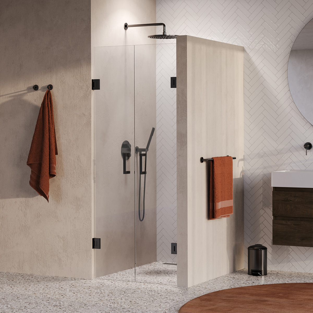 Brauer Void profielloze pendeldeuren 60cm gunmetal geborsteld PVD