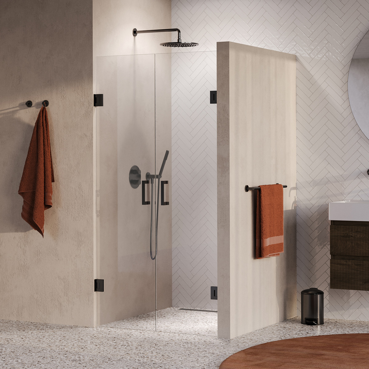 Brauer Void profielloze pendeldeuren 90cm gunmetal geborsteld PVD