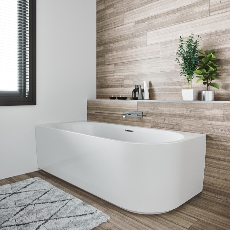 Riho Desire half vrijstaand bubbelbad sparkle mood rechts 170x77cm wit mat