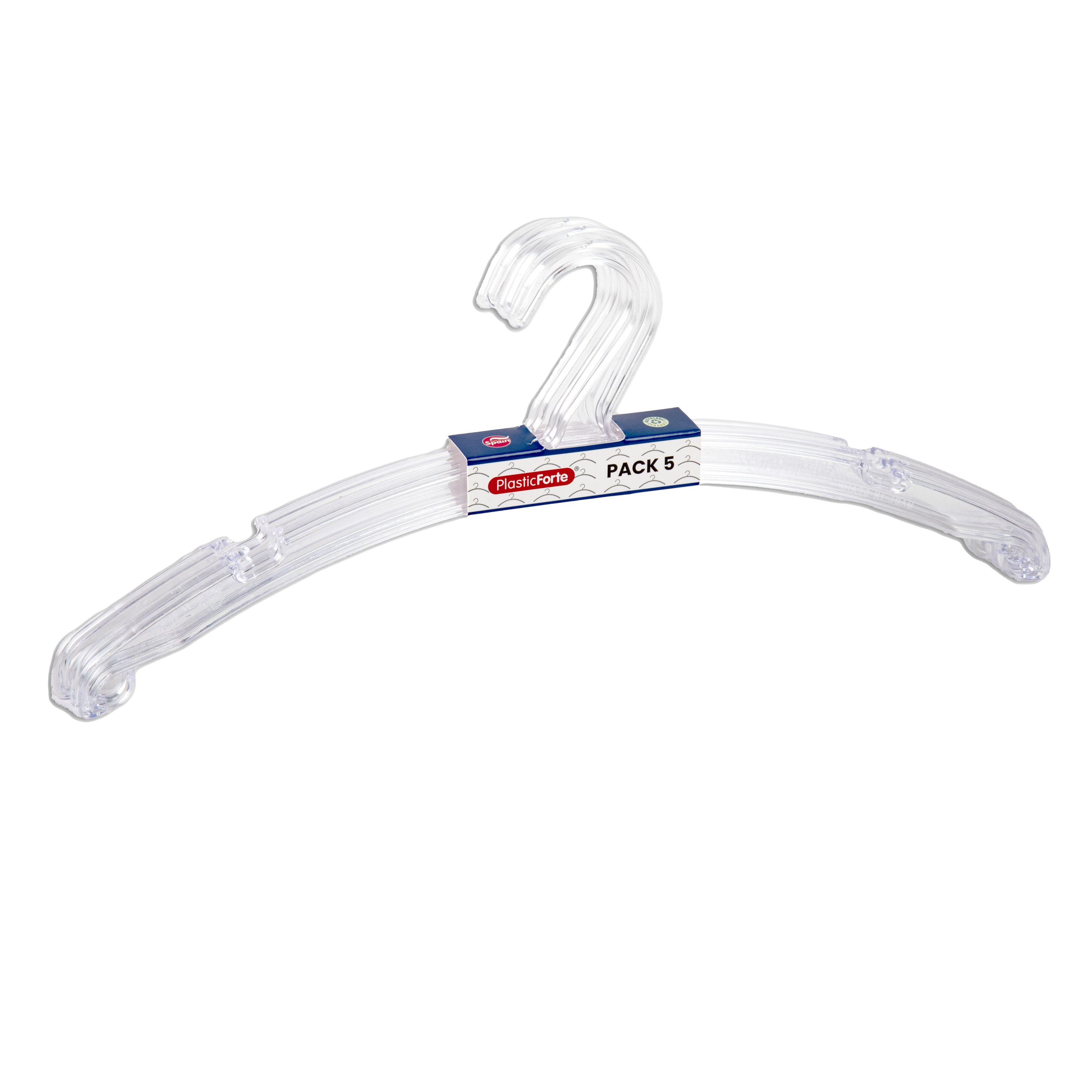 PlasticForte Kledinghangers Jackets - 5x stuks - kunststof - transparant - cm - vaste haak -