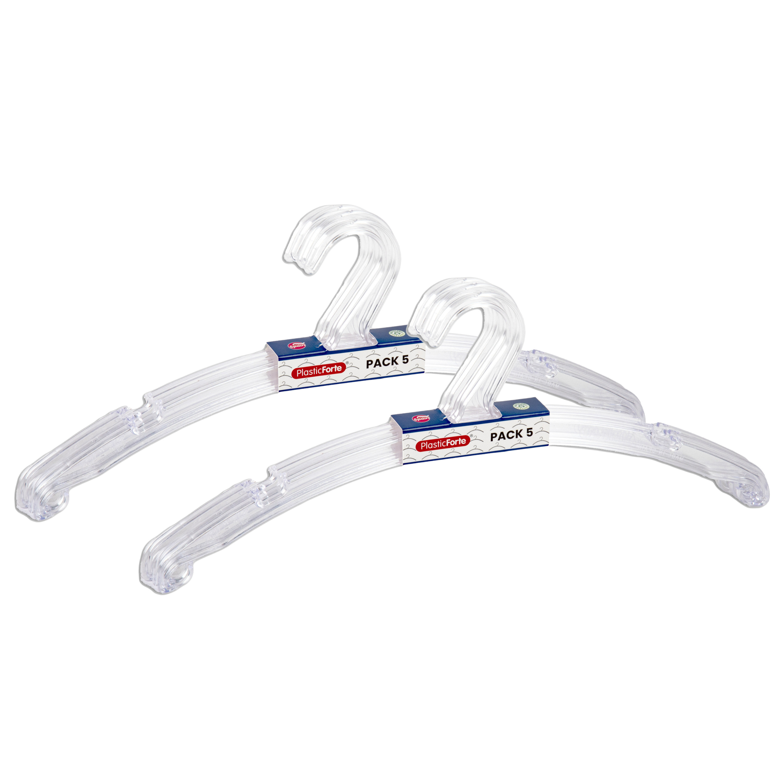 PlasticForte Kledinghangers Jackets - 10x stuks - kunststof - transparant - cm - vaste haak -