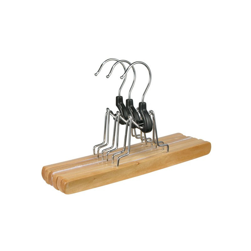 Merkloos Kledinghangers voor broeken - 3x stuks - 24,5 cm - hout - broekhangers -