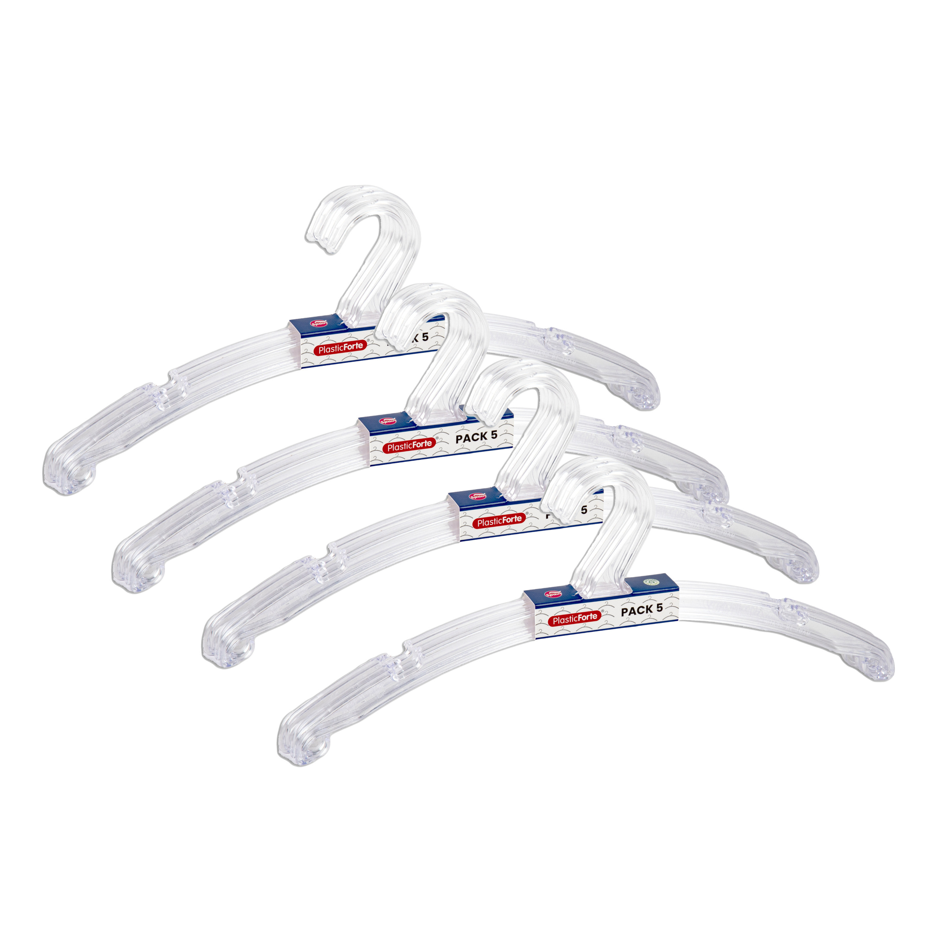 PlasticForte Kledinghangers Jackets - 20x stuks - kunststof - transparant - cm - vaste haak -