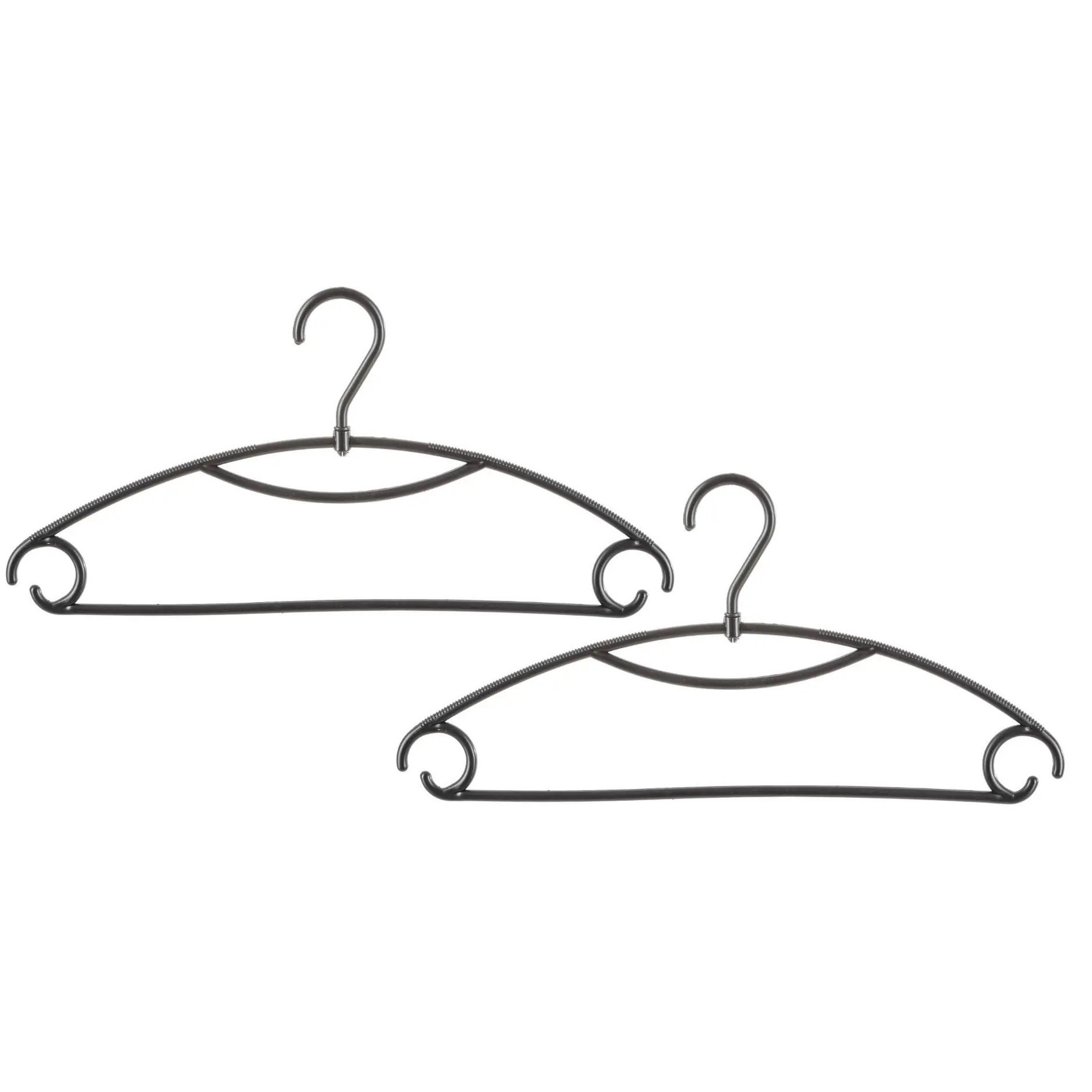 5five Kledinghangers - 16x stuks - geribbeld kunststof - zwart - x 20 cm -