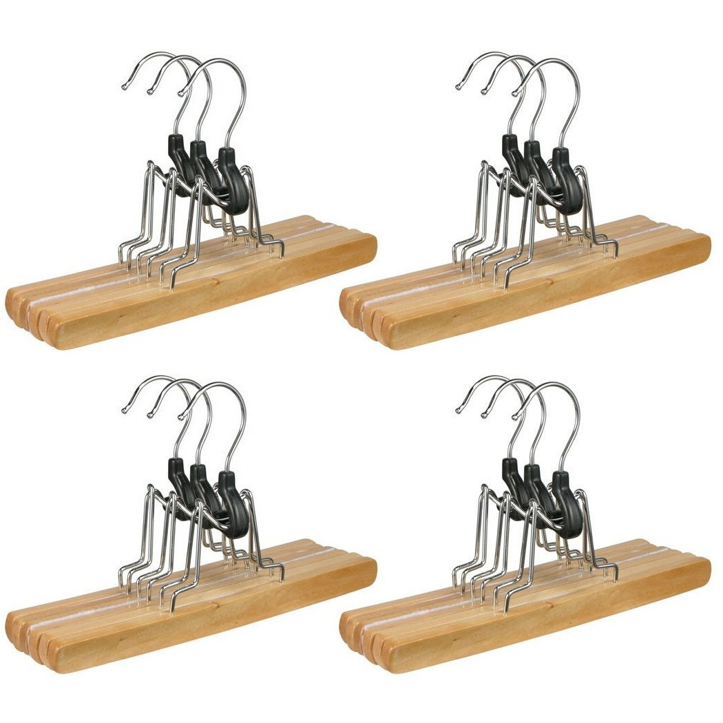 Merkloos Kledinghangers voor broeken - 12x stuks - 24,5 cm - hout - broekhangers -