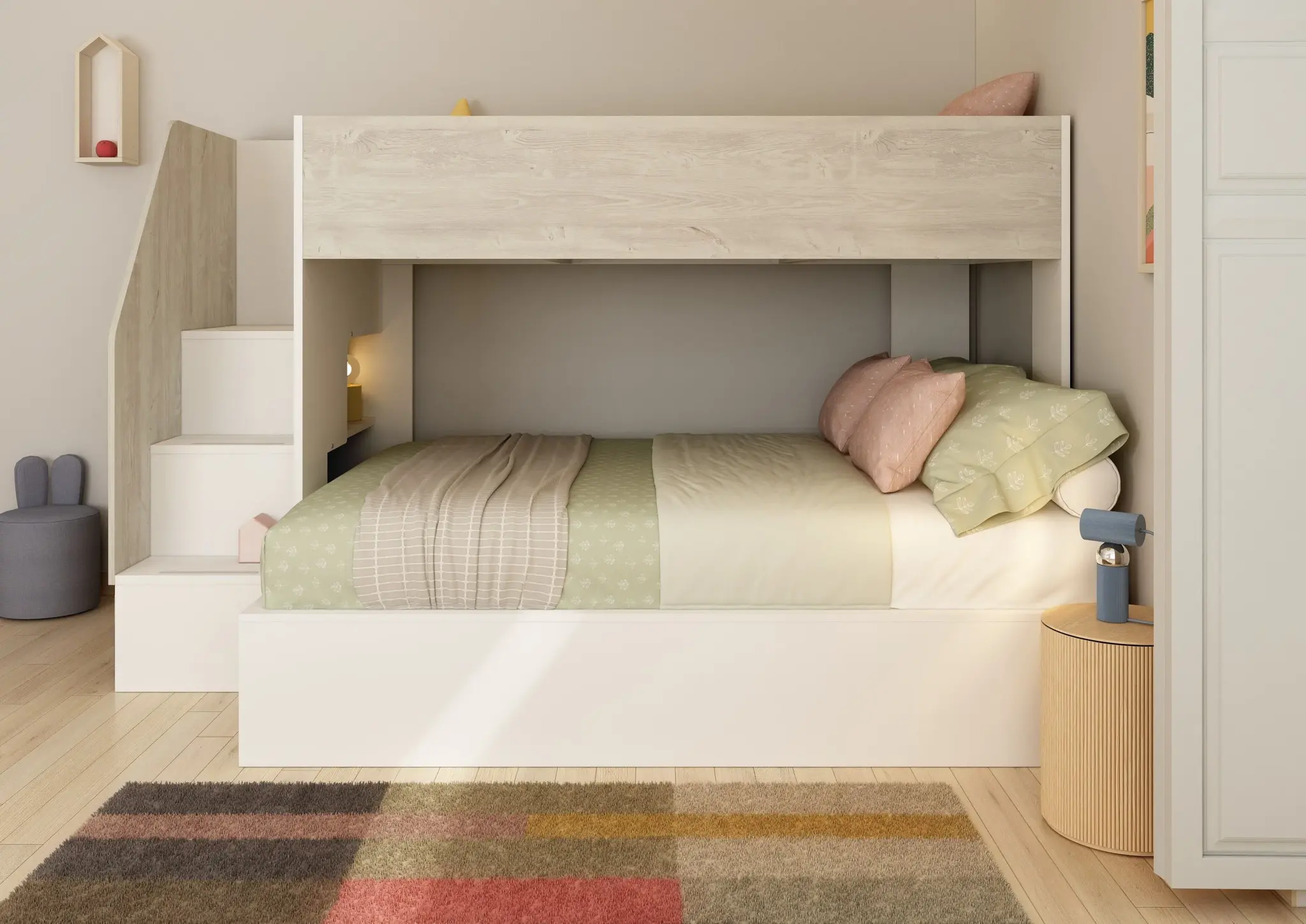 Trasman Stapelbed familiebed Easy 90/140x200 cm - Grijseiken
