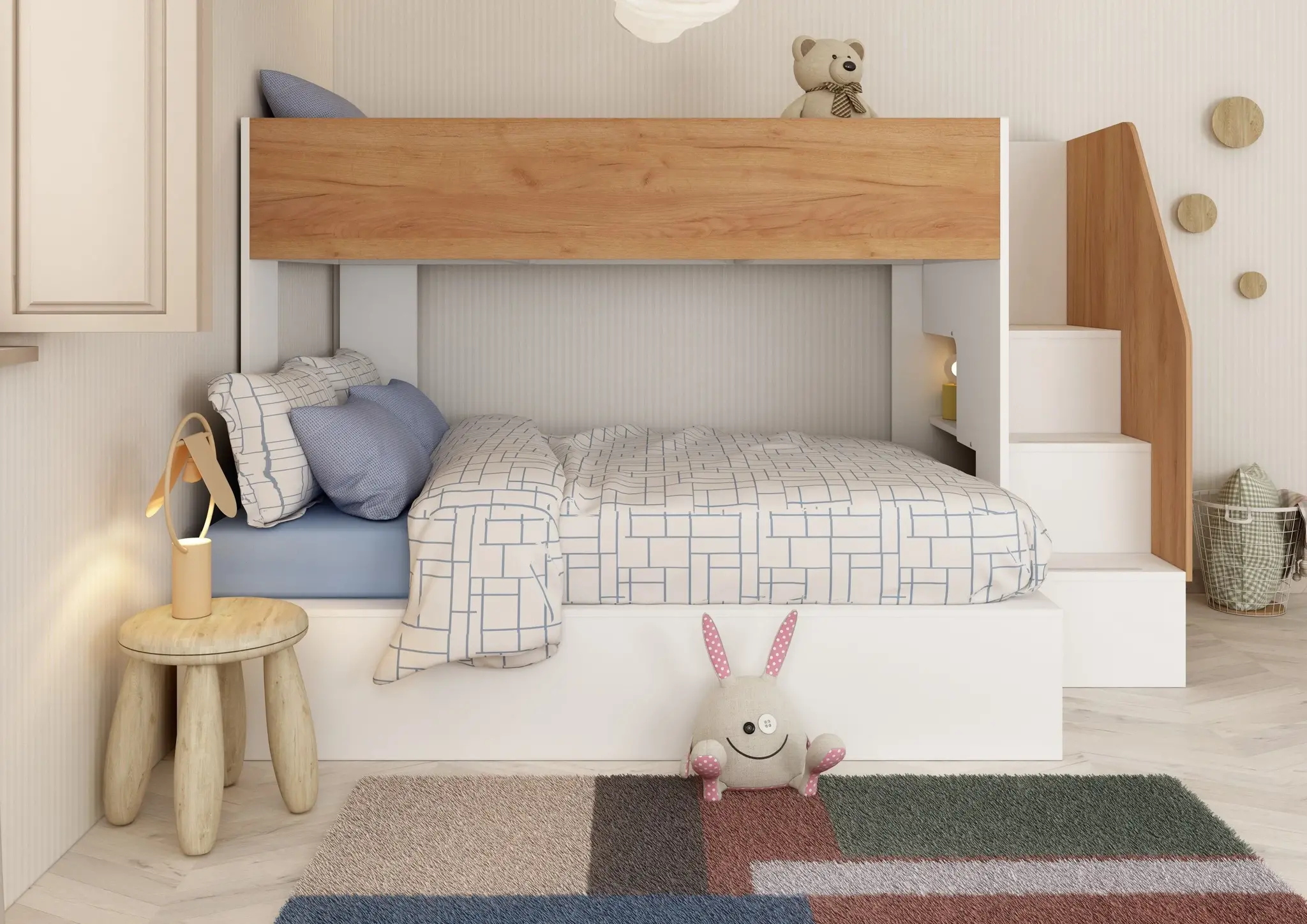 Trasman Stapelbed familiebed Easy 90/140x200 cm -Eikenkleur