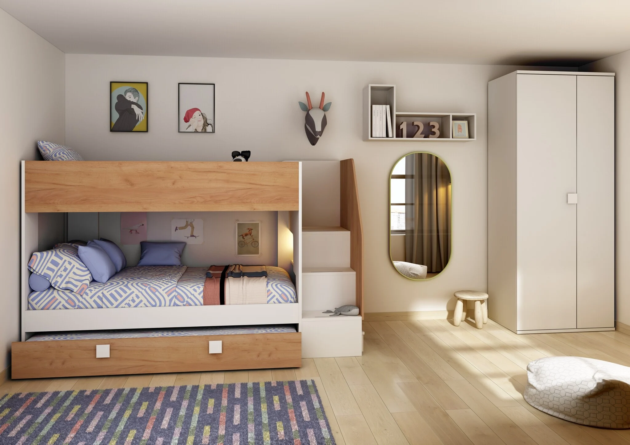 Trasman Stapelbed Easy 90x190 cm met slaaplade - Eikenkleur