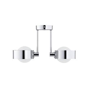 Argon Deckenleuchte Mado, Stahl chromfarben, Glas opal, 2-flammig