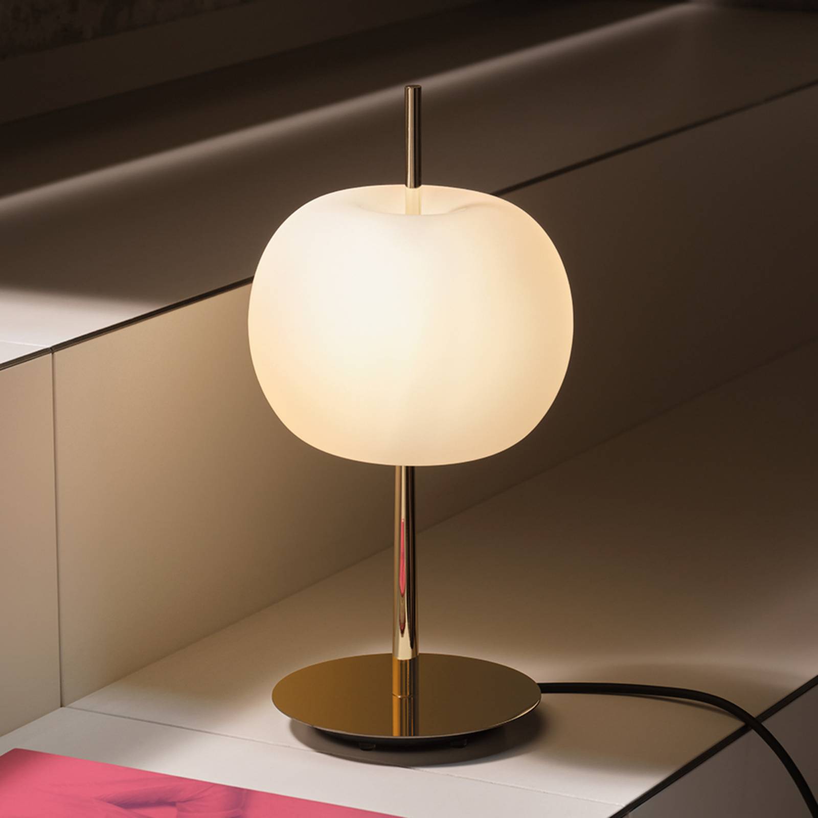 Kdln LED tafellamp KUSHI, messing, hoogte 32 cm, dimmer CCT
