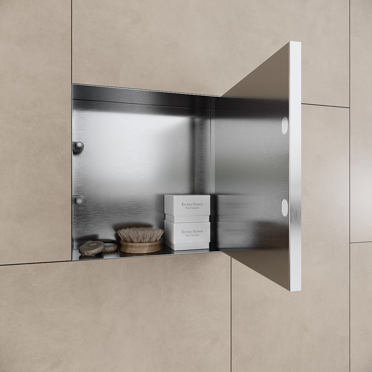 Boss & Wessing Inbouwnis Betegelbaar BWS Alfie 30x30 Geborsteld Staal 