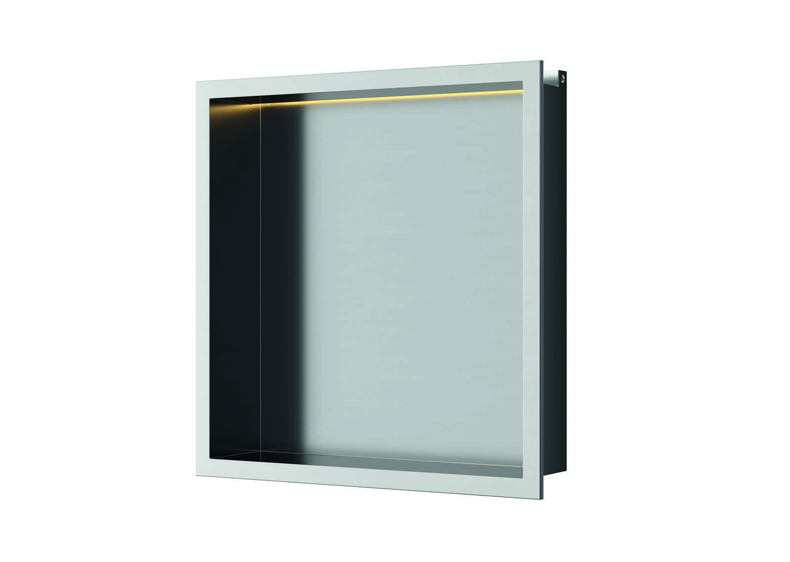 Luca Sanitair Inbouwnis  30x30x6,5 cm RVS Geborsteld Nikkel + LED verlichting Geborsteld Nikkel 