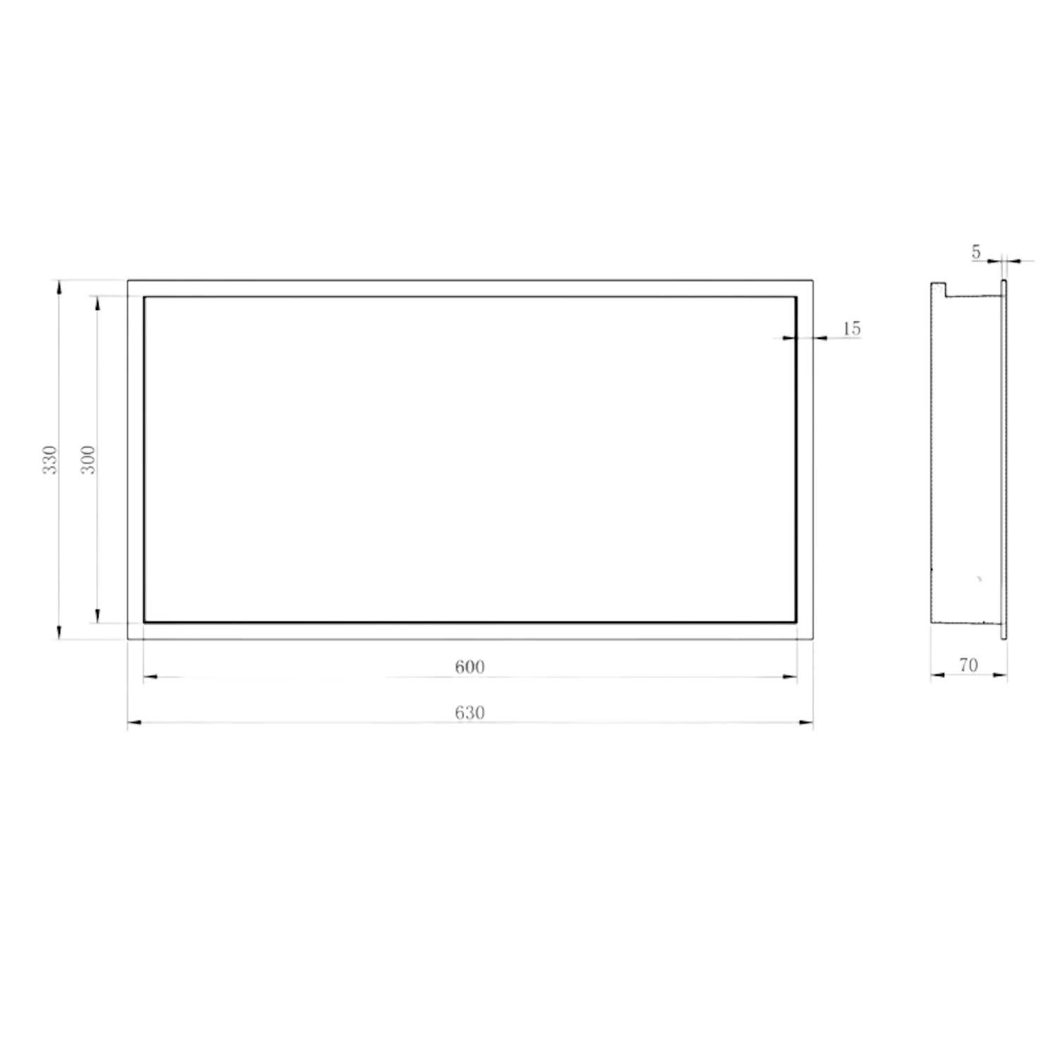Luca Sanitair Inbouwnis  60x30x6,5 cm RVS Geborsteld Koper PVD 