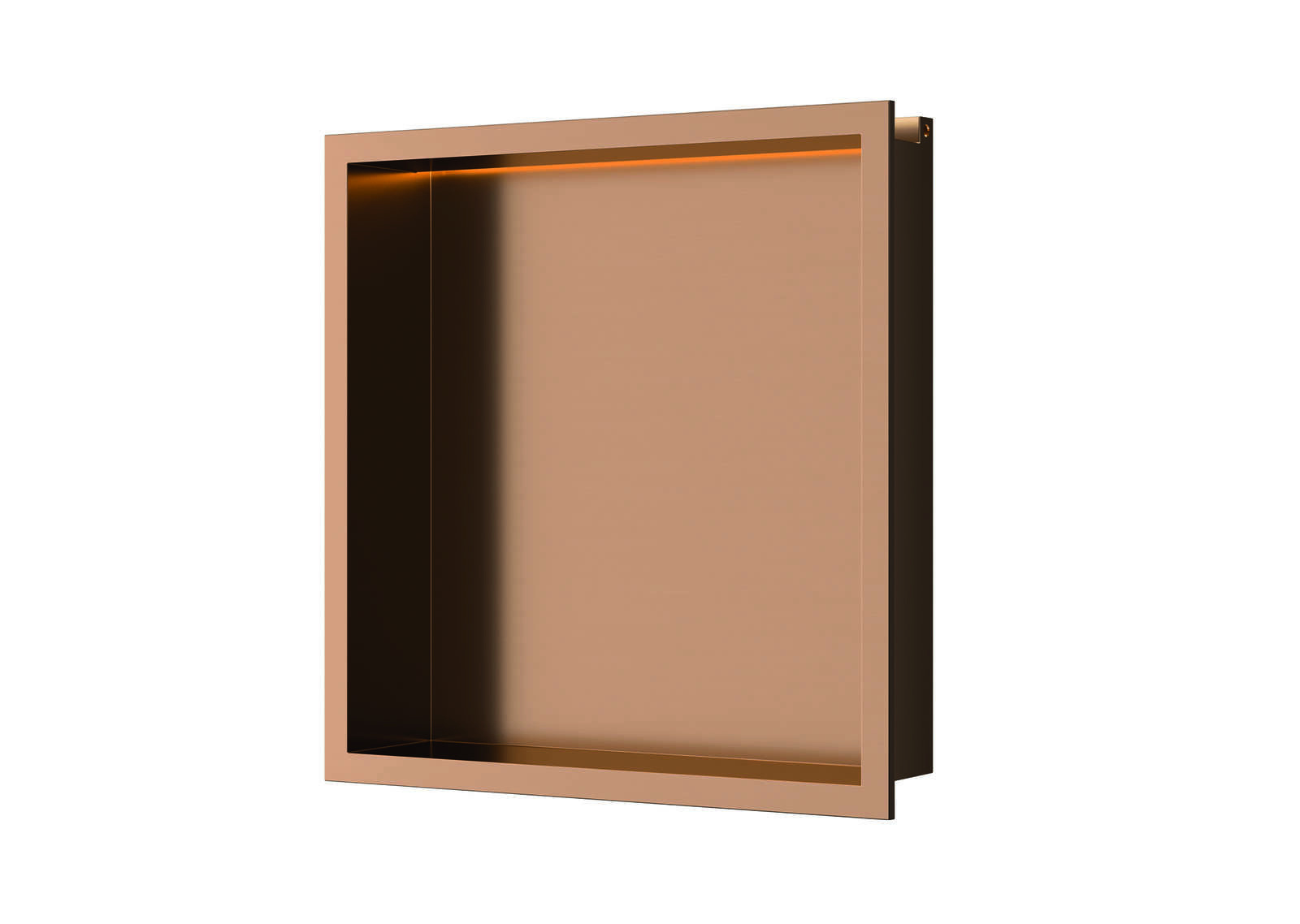 Luca Sanitair Inbouwnis  30x30x6,5 cm RVS Geborsteld Koper PVD + LED verlichting 