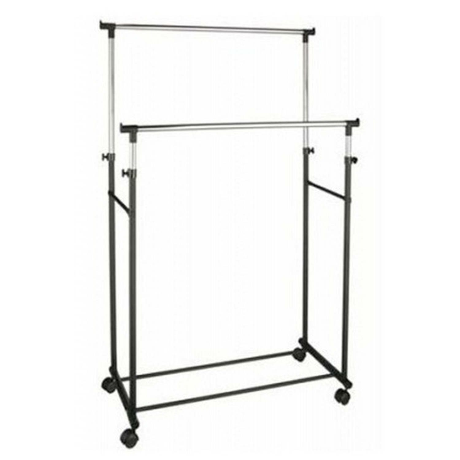 Merkloos Kledingrek - dubbele stang - mobiel verrijdbaar - 165 cm -