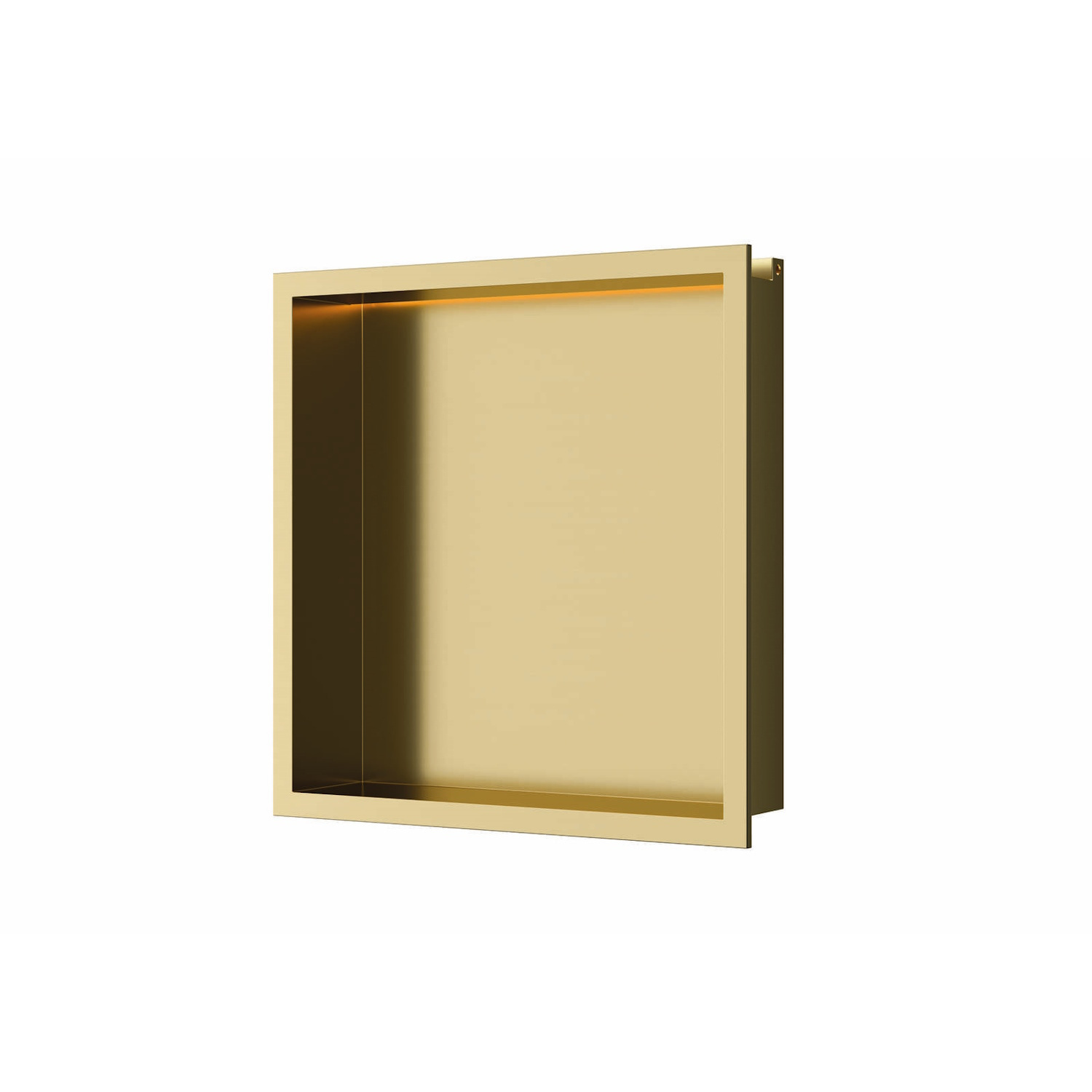 Luca Sanitair Inbouwnis  30x30x6,5 cm RVS Geborsteld Goud PVD + LED verlichting 