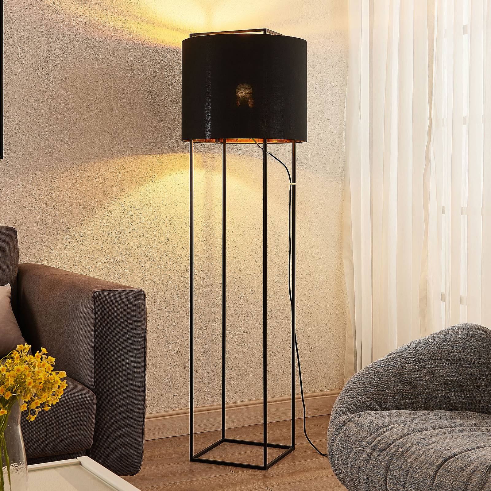 LINDBY Kesta stoffen vloerlamp, frame 4 staven