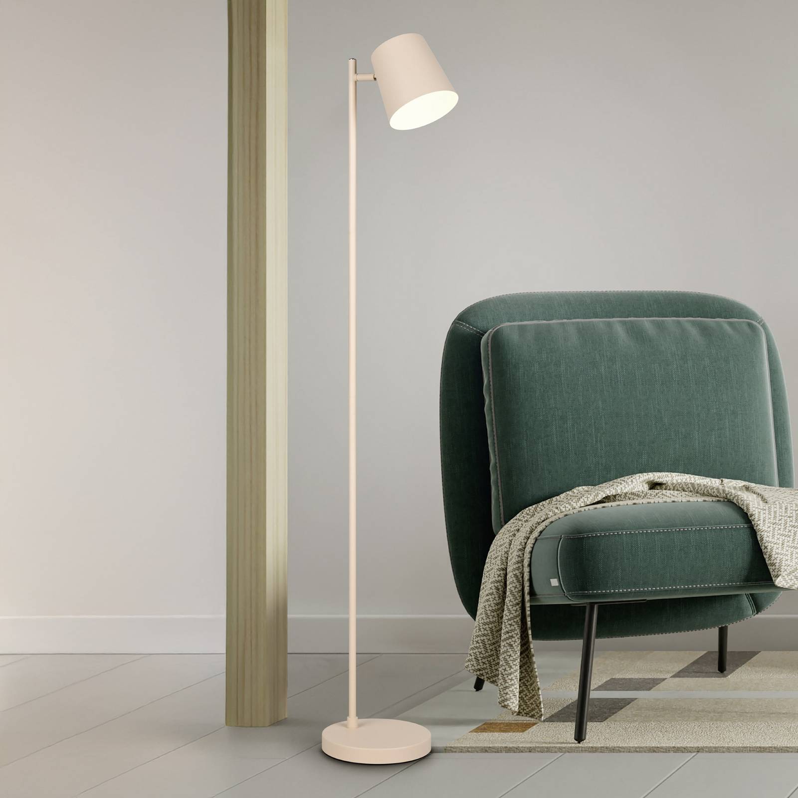 Reality Leuchten LED vloerlamp Blake, zand, metaal, dimbaar