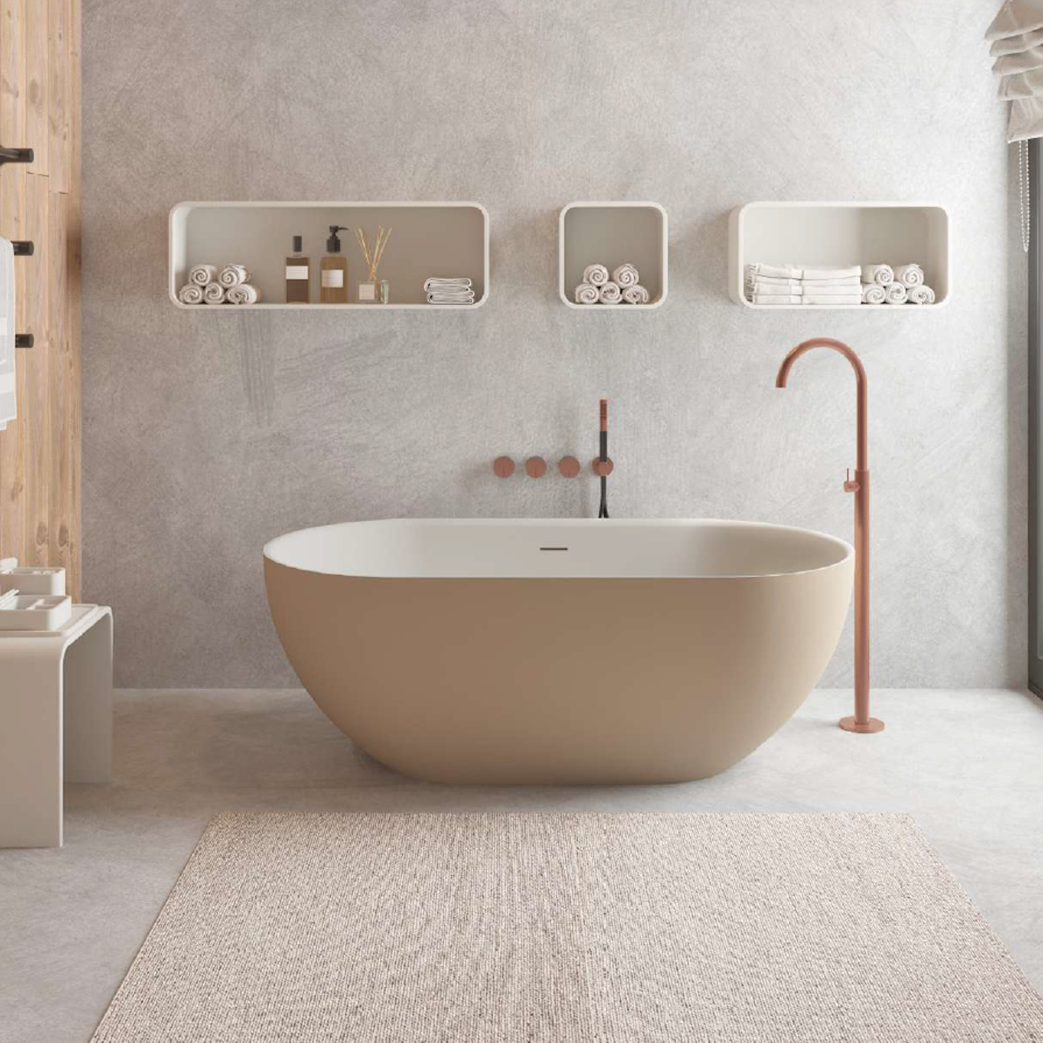 Ideavit Ligbad Vrijstaand  Solidera 150x76x53 cm Solid Surface Grey Beige 