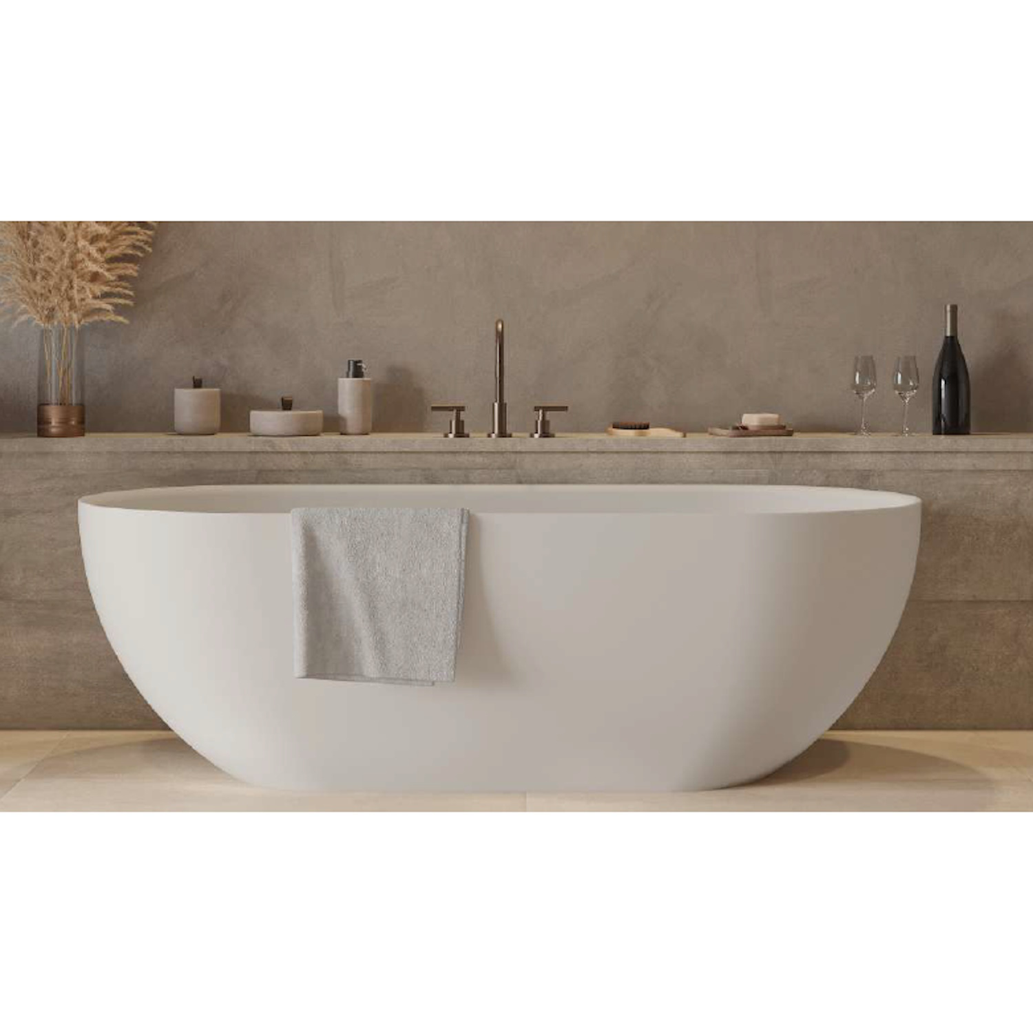 Ideavit Ligbad Vrijstaand  Solidera 170x80x55 cm Solid Surface Mat Wit 