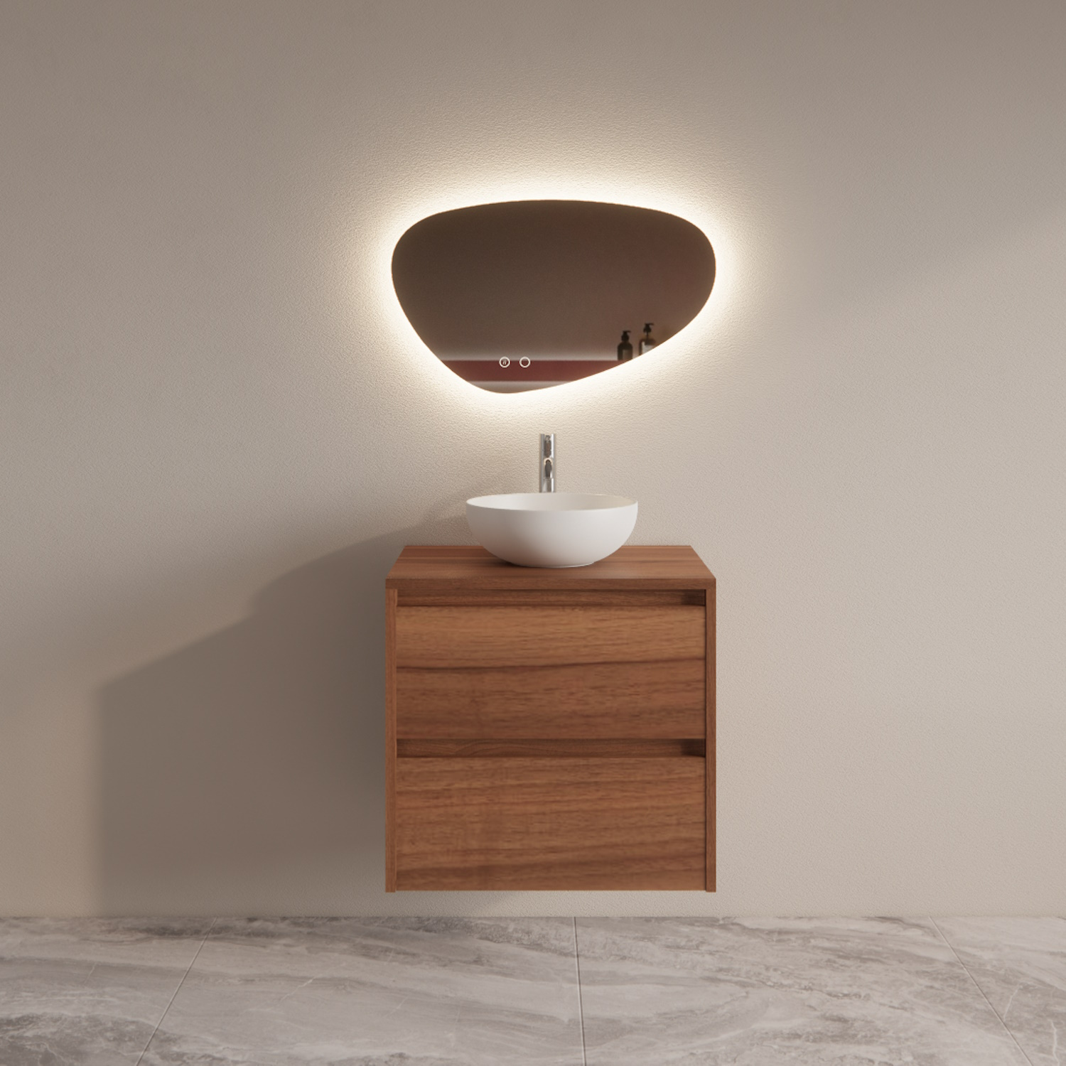 Boss & Wessing Badmeubelset BWS Riga Met Topplaat 60 cm Walnoot 