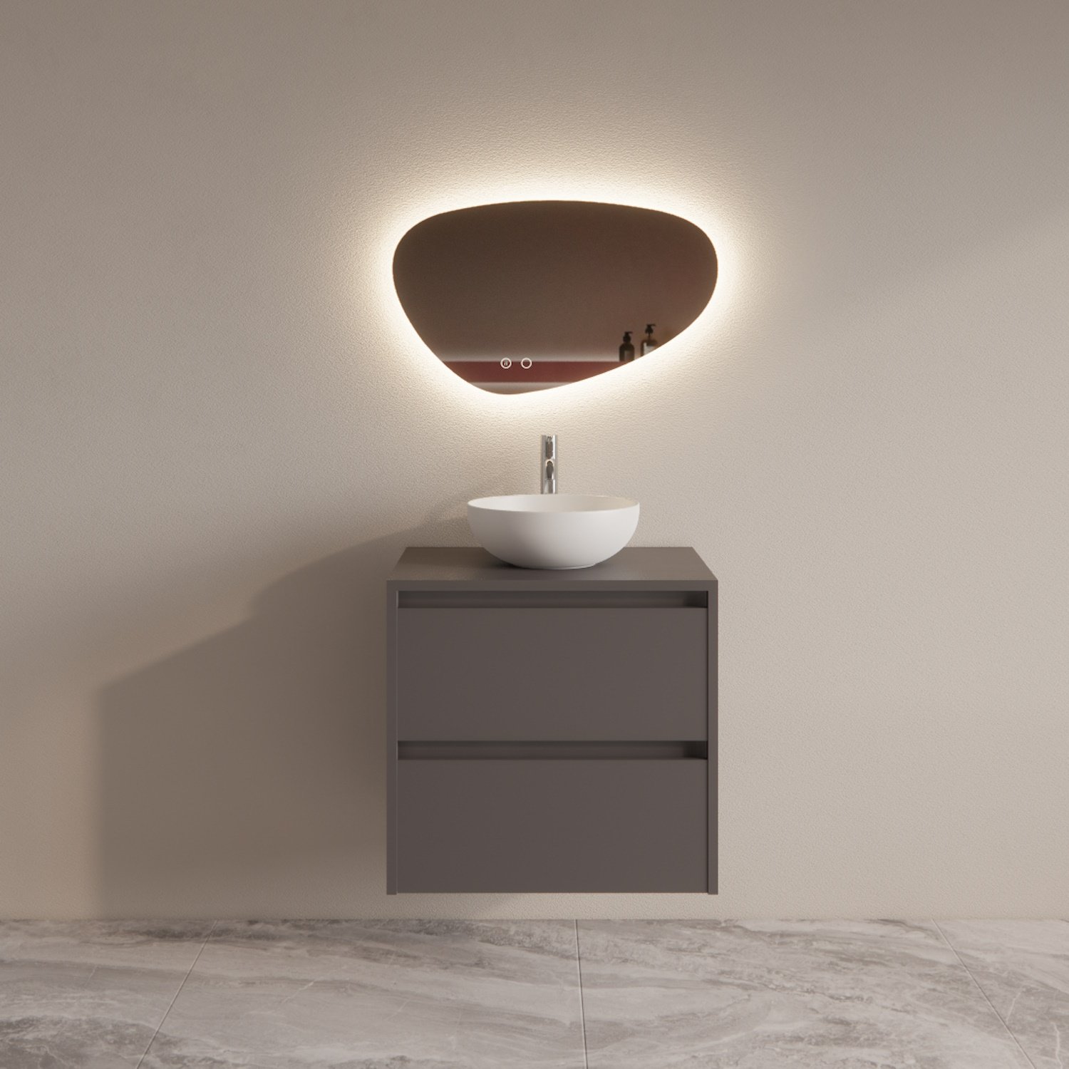 Boss & Wessing Badmeubelset BWS Riga Met Topplaat 60 cm Leigrijs 