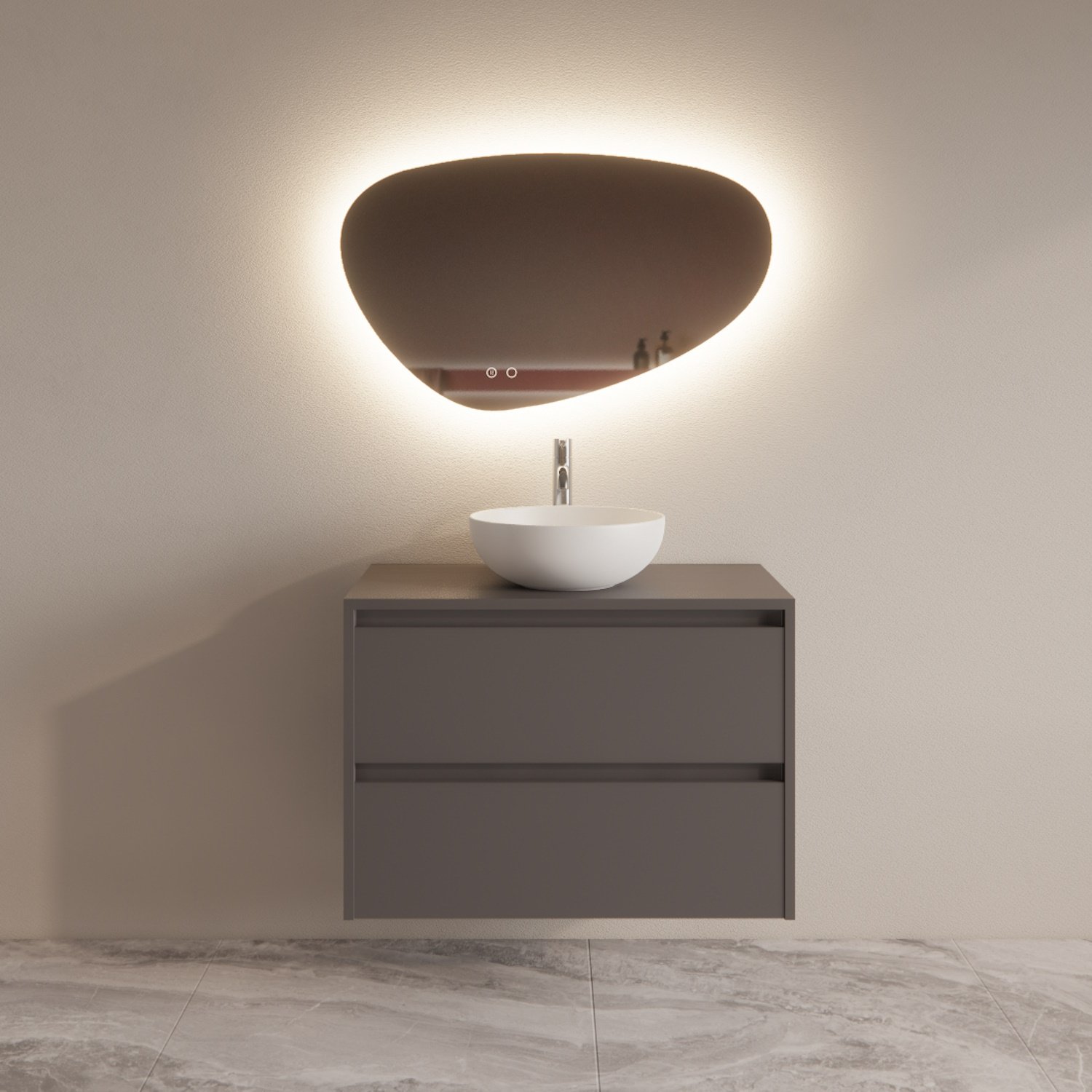 Boss & Wessing Badmeubelset BWS Riga Met Topplaat 80 cm Leigrijs 