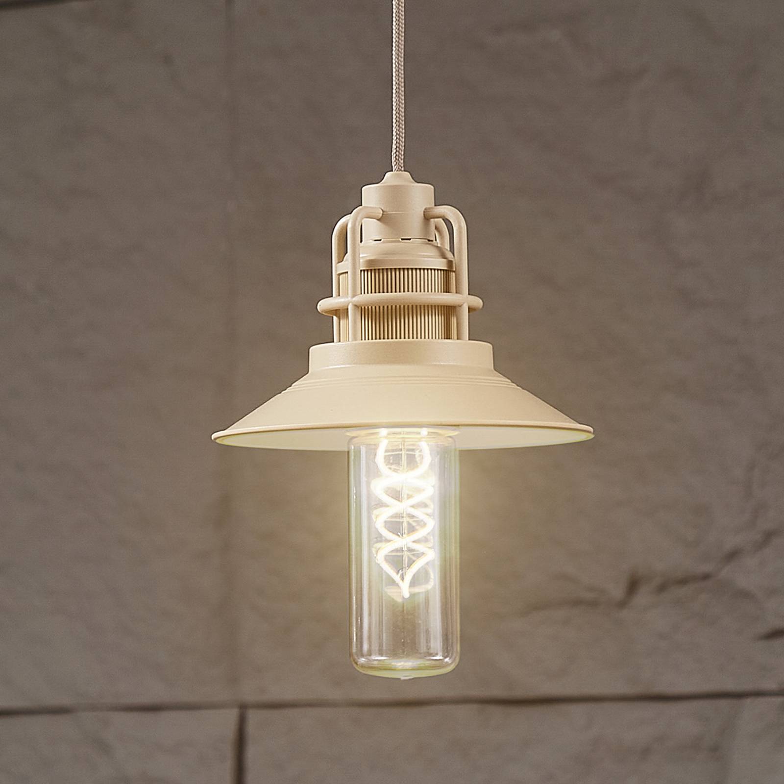 LINDBY LED hanglamp op accu Raul, beige, aluminium, Ø 15 cm