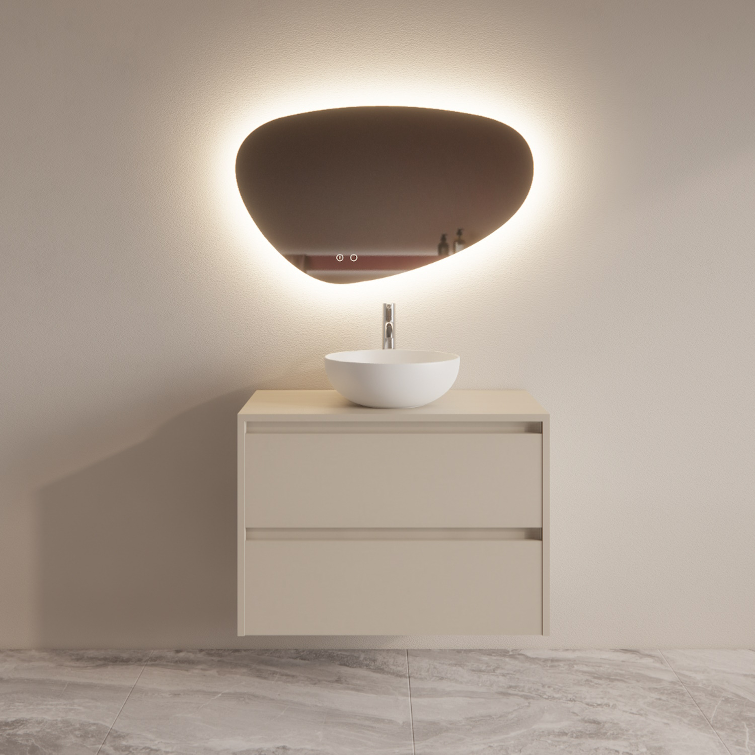 Boss & Wessing Badmeubelset BWS Riga Met Topplaat 80 cm Kasjmier 