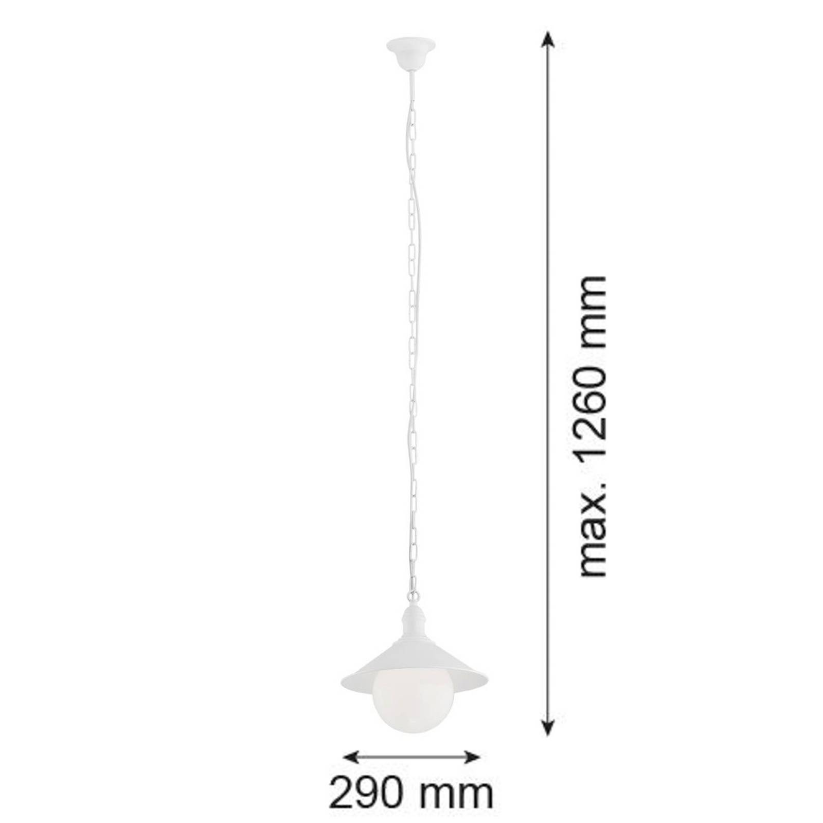 Argon Buiten hanglamp Enduro, wit, staal, glas, IP44, E27