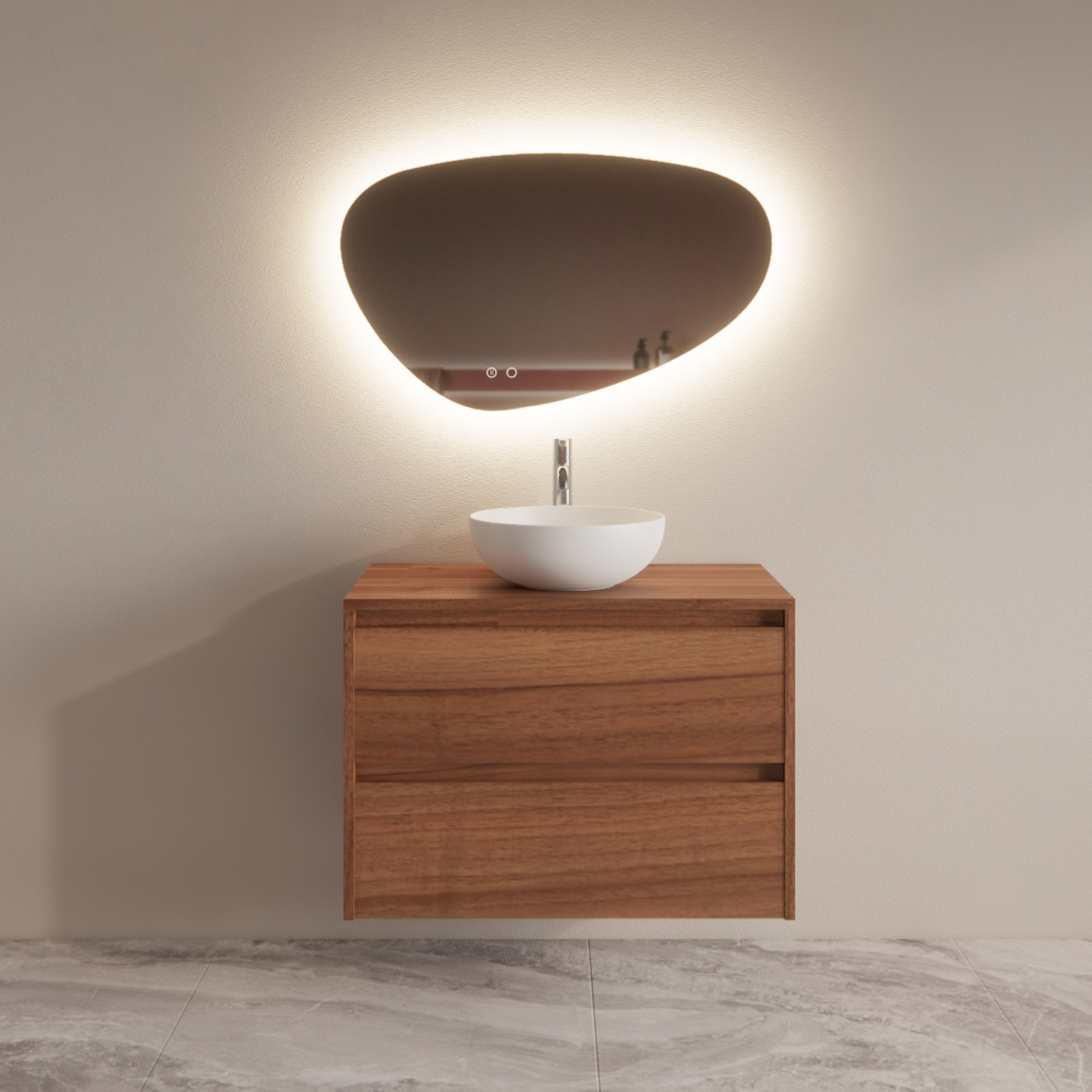 Boss & Wessing Badmeubelset BWS Riga Met Topplaat 80 cm Walnoot 