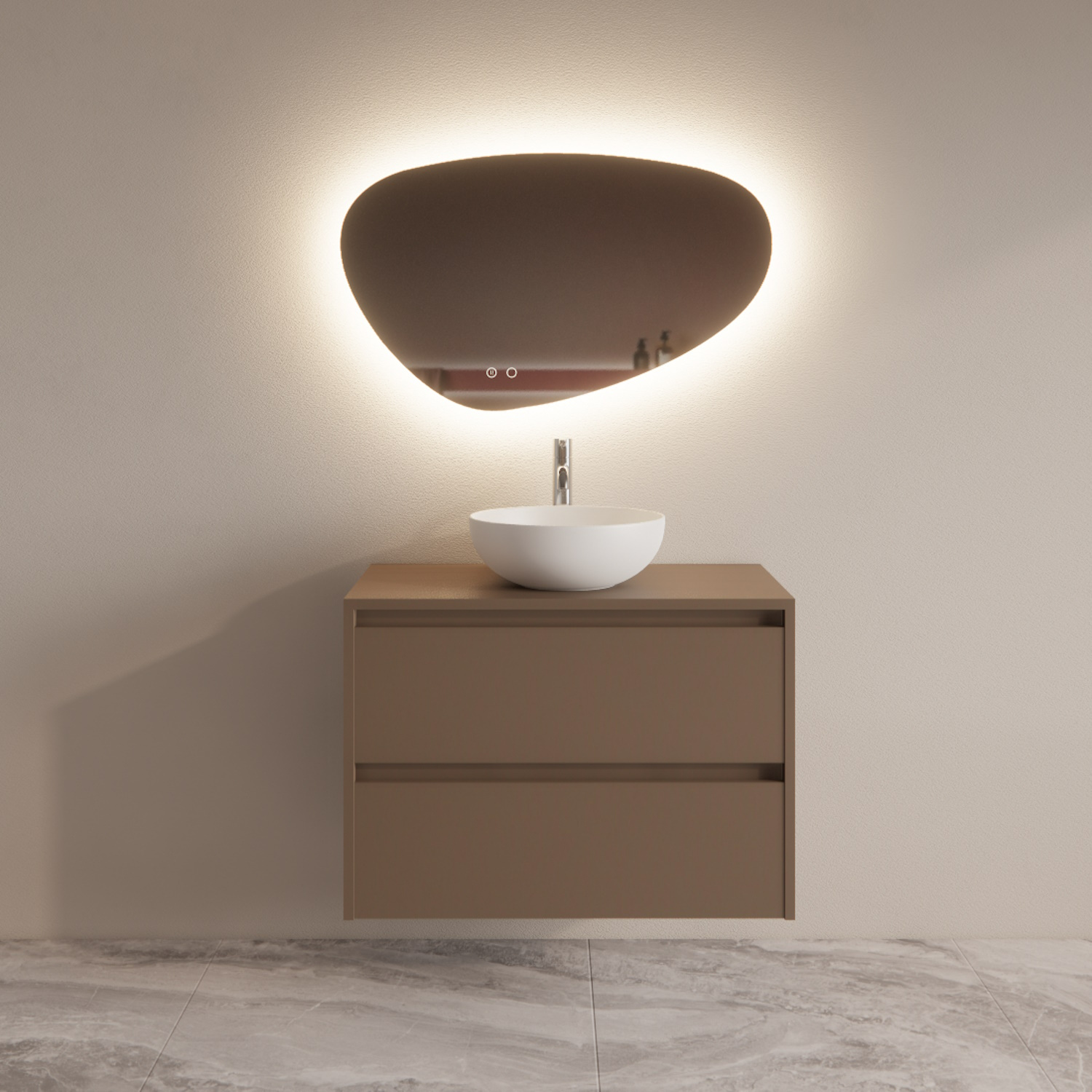 Boss & Wessing Badmeubelset BWS Riga Met Topplaat 80 cm Latte 