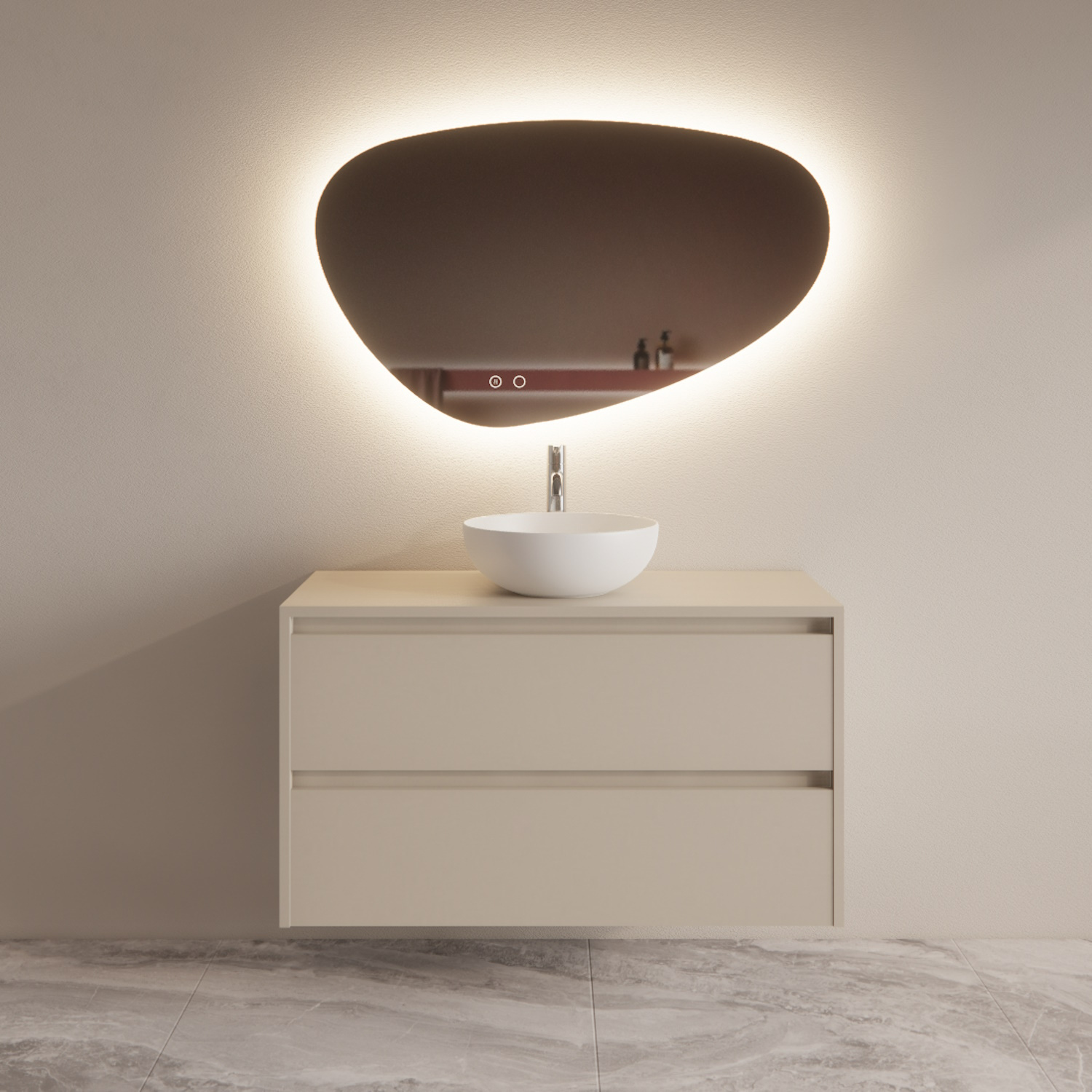Boss & Wessing Badmeubelset BWS Riga Met Topplaat 100 cm Kasjmier 