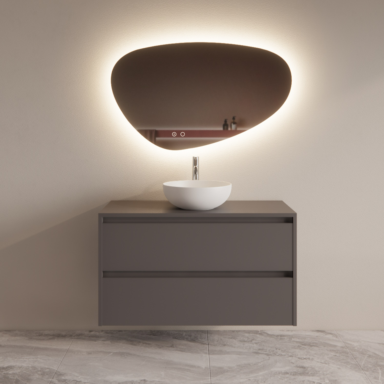 Boss & Wessing Badmeubelset BWS Riga Met Topplaat 100 cm Leigrijs 