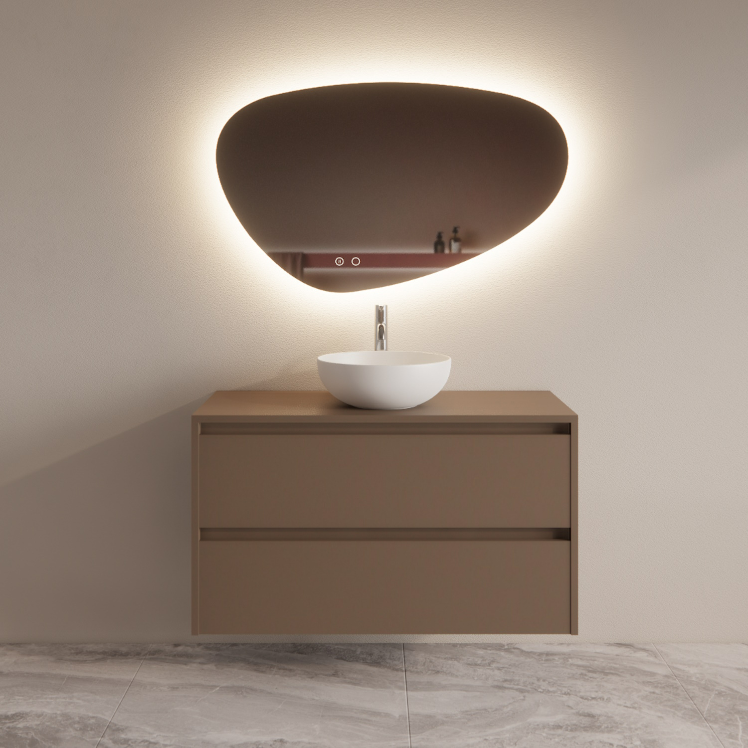 Boss & Wessing Badmeubelset BWS Riga Met Topplaat 100 cm Latte 