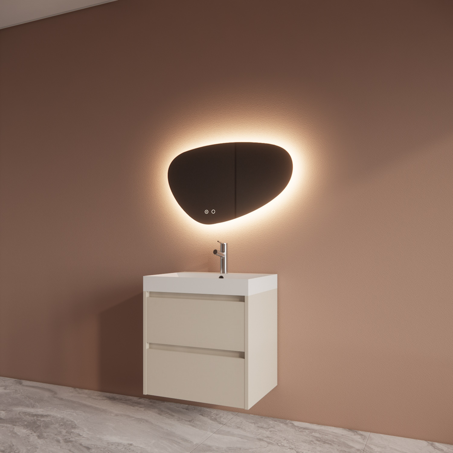 Boss & Wessing Badmeubelset BWS Riga Met Lako Wastafel Wit 60 cm Kasjmier 