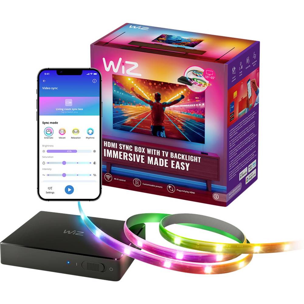 WiZ Sync box starter kit 55-65 EU 8720169078604 LED-stripset 240 V 260 cm 1 stuk(s)