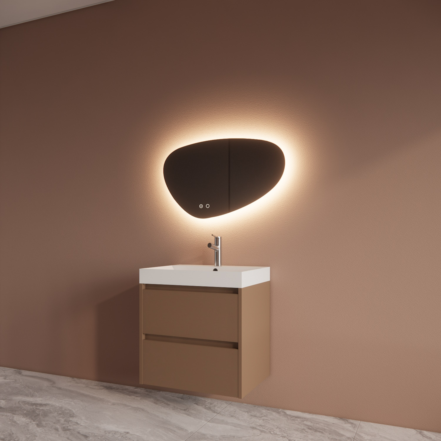 Boss & Wessing Badmeubelset BWS Riga Met Lako Wastafel Wit 60 cm Latte 